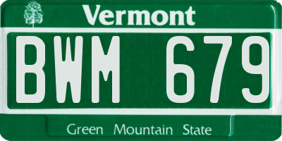 VT license plate BWM679