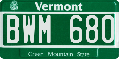 VT license plate BWM680