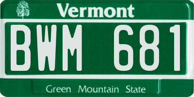 VT license plate BWM681