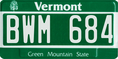 VT license plate BWM684