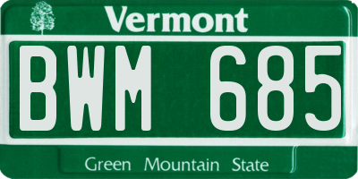 VT license plate BWM685