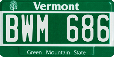 VT license plate BWM686