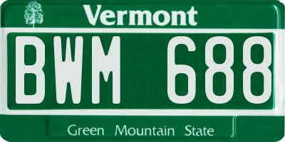 VT license plate BWM688