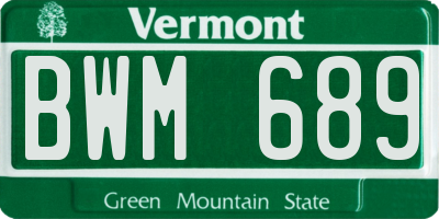 VT license plate BWM689