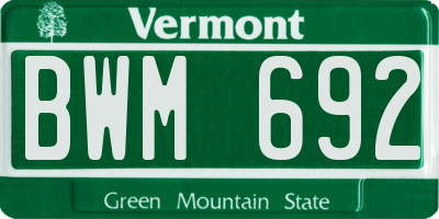 VT license plate BWM692