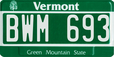 VT license plate BWM693