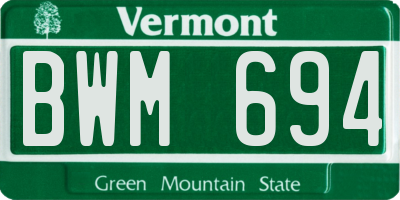 VT license plate BWM694