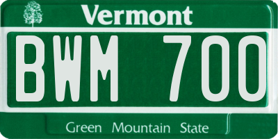 VT license plate BWM700