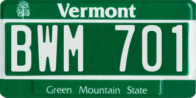 VT license plate BWM701