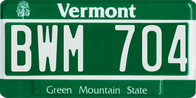 VT license plate BWM704