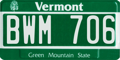 VT license plate BWM706