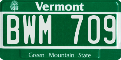 VT license plate BWM709