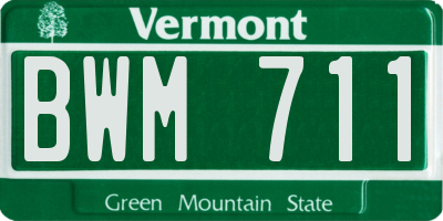 VT license plate BWM711