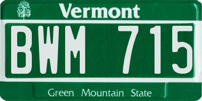 VT license plate BWM715