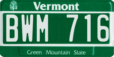 VT license plate BWM716