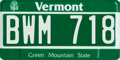 VT license plate BWM718
