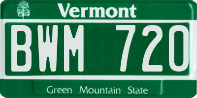 VT license plate BWM720