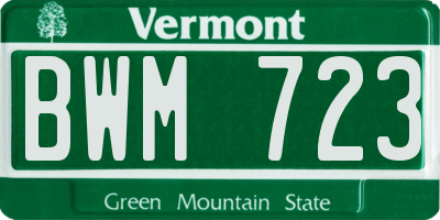 VT license plate BWM723
