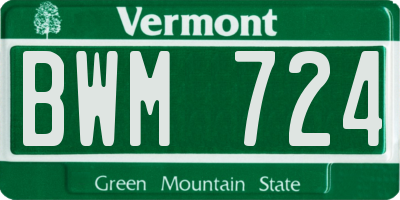 VT license plate BWM724