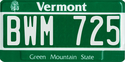 VT license plate BWM725