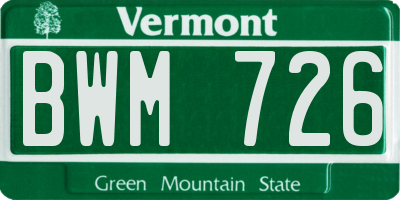 VT license plate BWM726