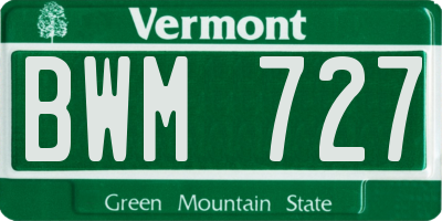 VT license plate BWM727