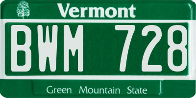 VT license plate BWM728