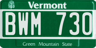 VT license plate BWM730