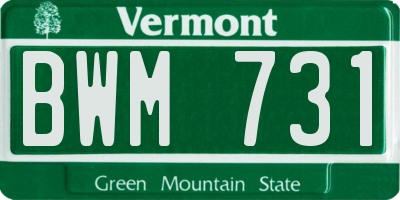 VT license plate BWM731