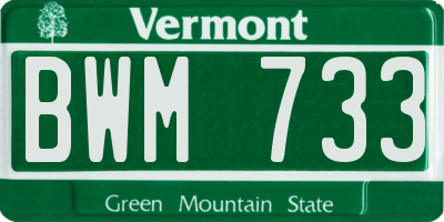 VT license plate BWM733