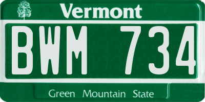 VT license plate BWM734