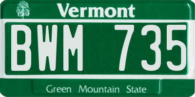 VT license plate BWM735