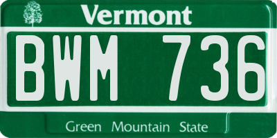 VT license plate BWM736