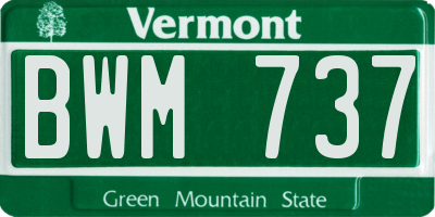 VT license plate BWM737