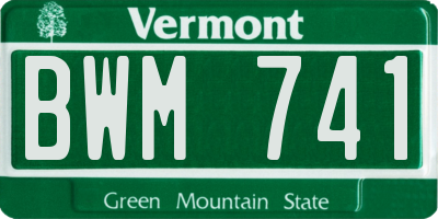 VT license plate BWM741