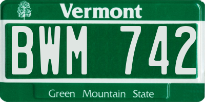 VT license plate BWM742