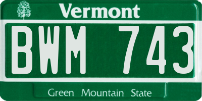 VT license plate BWM743