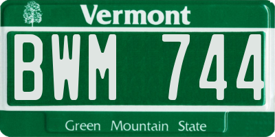 VT license plate BWM744