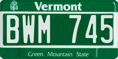 VT license plate BWM745