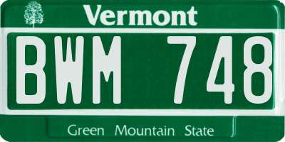 VT license plate BWM748