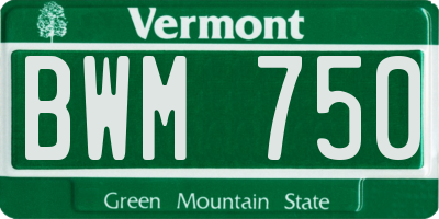VT license plate BWM750