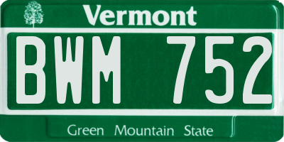 VT license plate BWM752