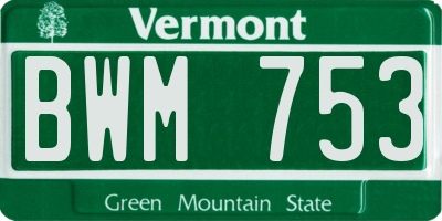 VT license plate BWM753