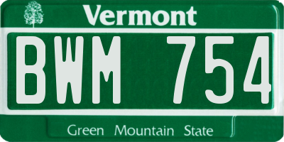 VT license plate BWM754
