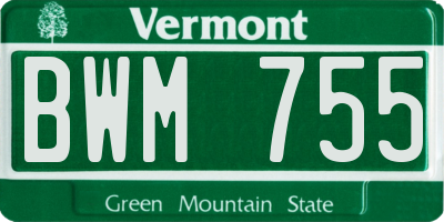 VT license plate BWM755