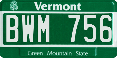 VT license plate BWM756
