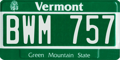 VT license plate BWM757