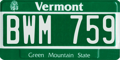VT license plate BWM759