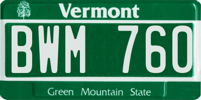 VT license plate BWM760