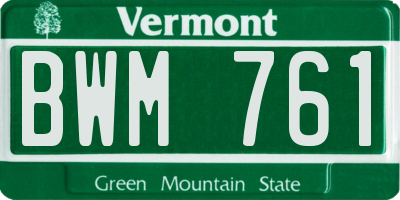 VT license plate BWM761